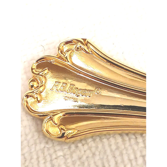 F.B. Rogers Gold DESSERT SALAD FORK Chippendale Gold Electroplate HOLIDAYS - Picture 3 of 9